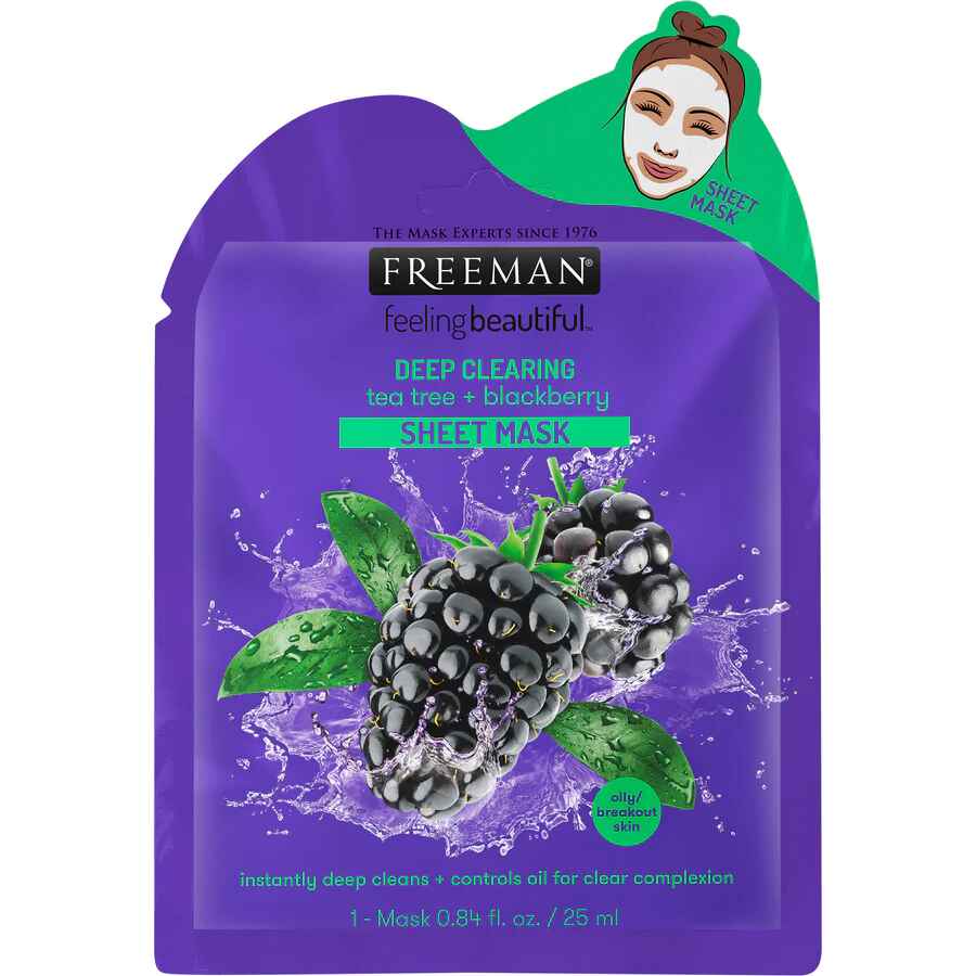 Freeman Tea Tree & Blackberry Sheet Mask.