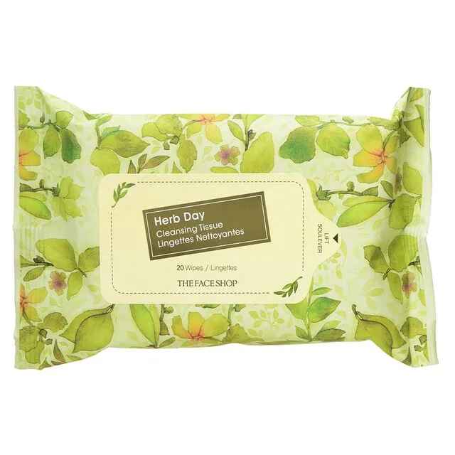 The face shop Herb Day Cleansing Tissue Handy Pack.