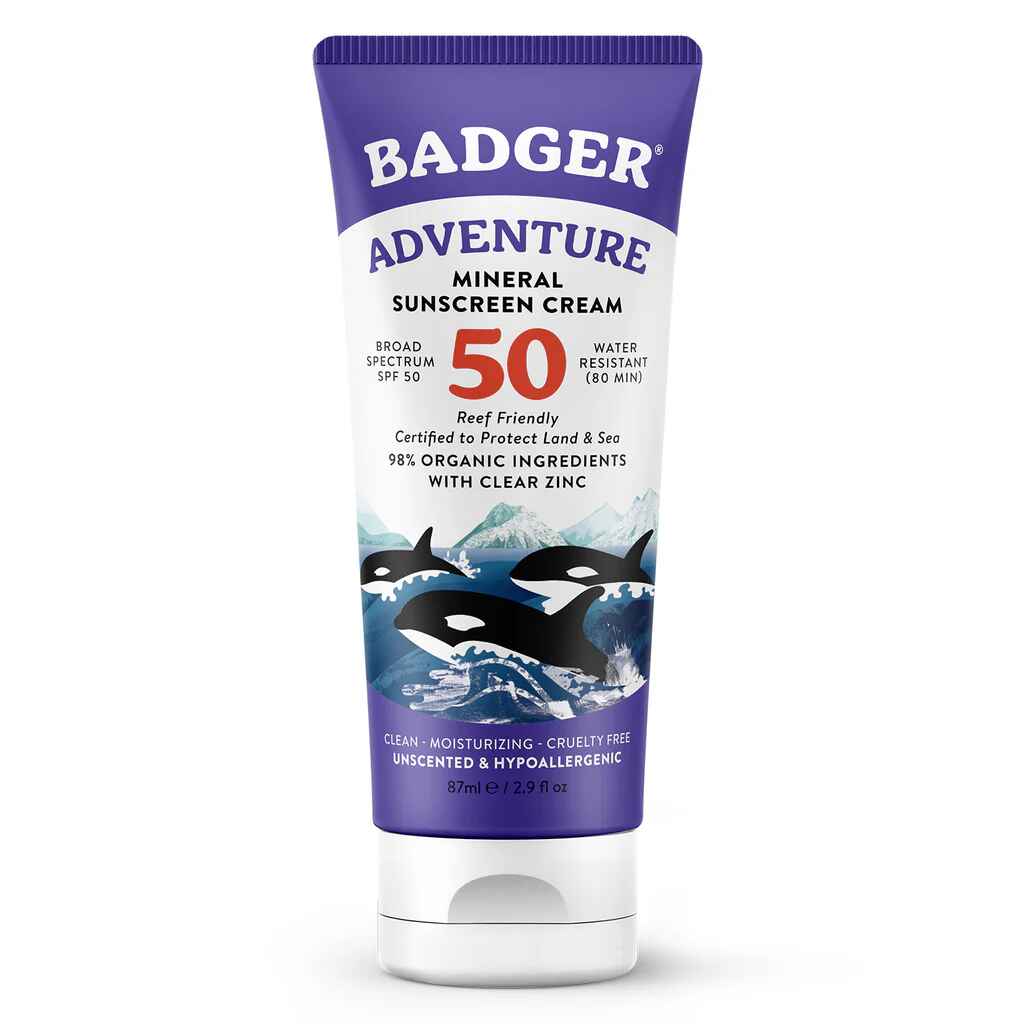 Badger Adventure Mineral Sunscreen Cream - SPF 50.