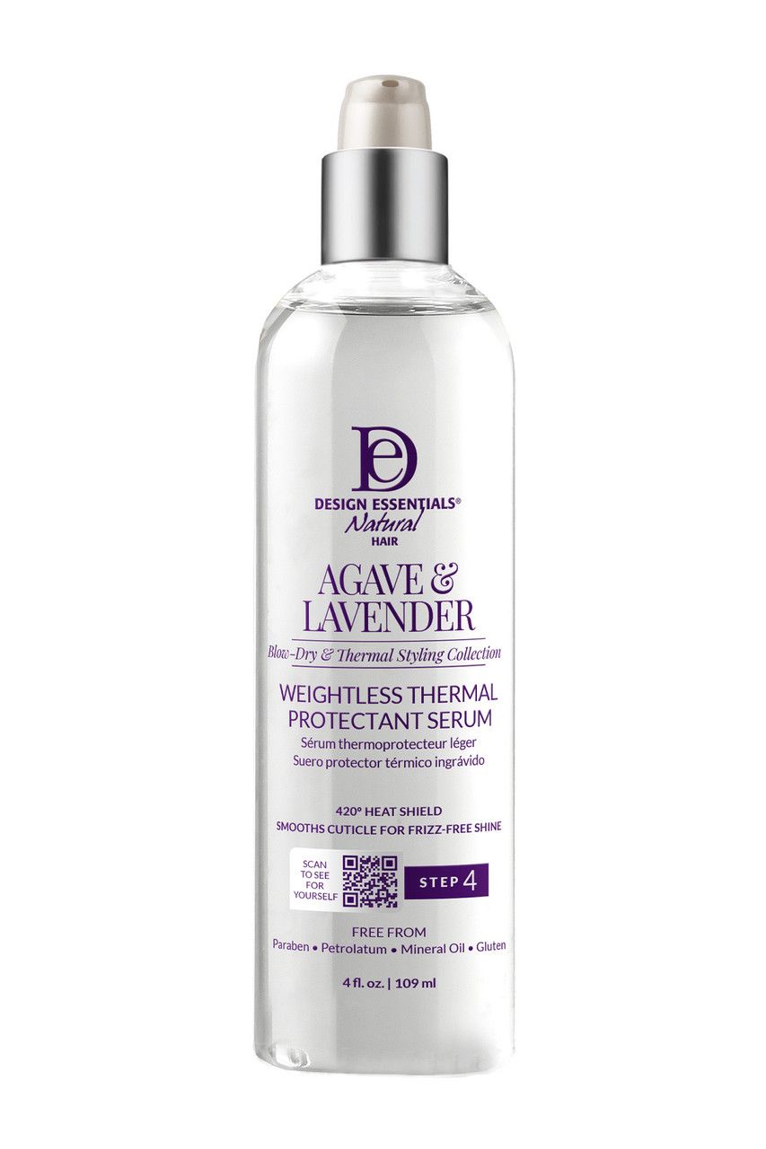 Design Essentials Agave and Lavender Weightless Thermal Protectant Serum.