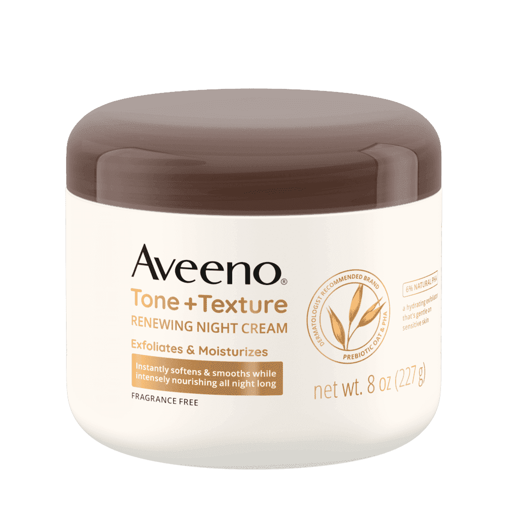 AVEENO TONE + TEXTURE GENTLE RENEWING NIGHT CREAM.