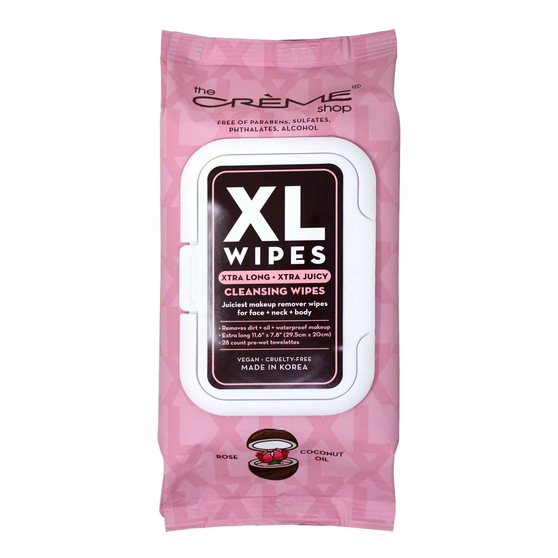 The Creme Shop XL MAKEUP REMOVING CLEANSING WIPES ROSE and COCONUT.