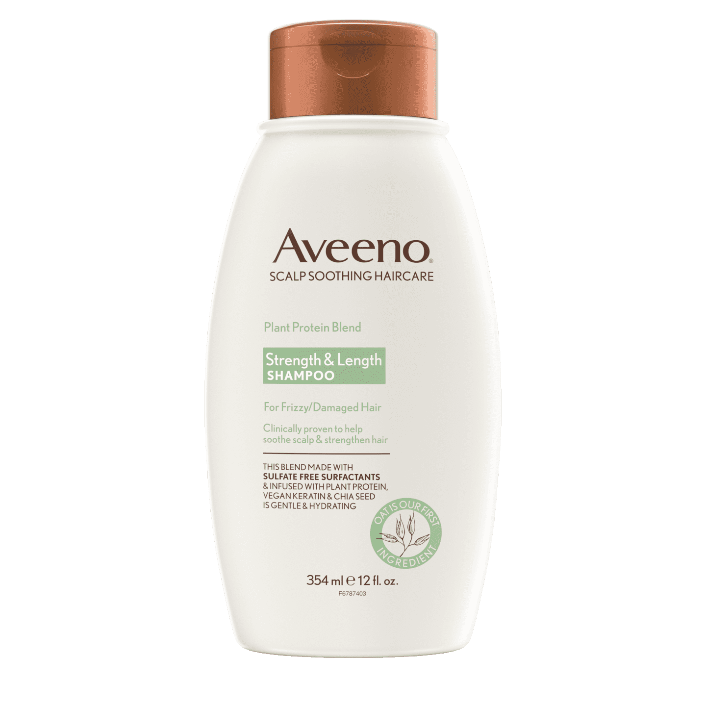 AVEENO STRENGTH & LENGTH PLANT PROTEIN SHAMPOO.