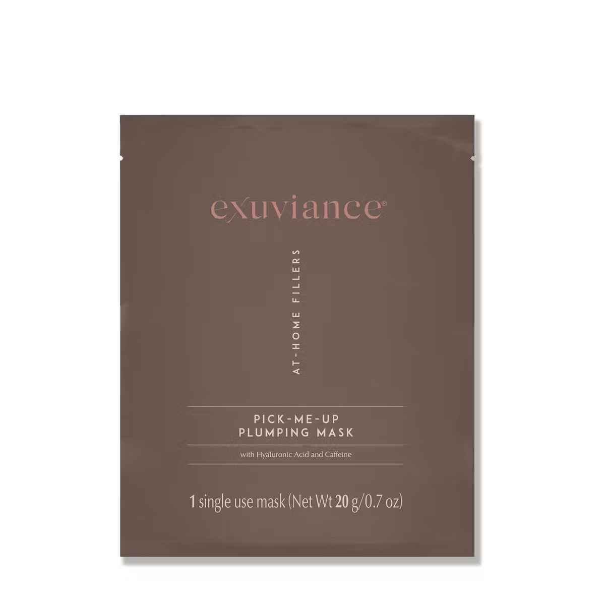 Exuviance Pick-Me-Up Plumping Mask with Hyaluronic Acid and Caffeine.