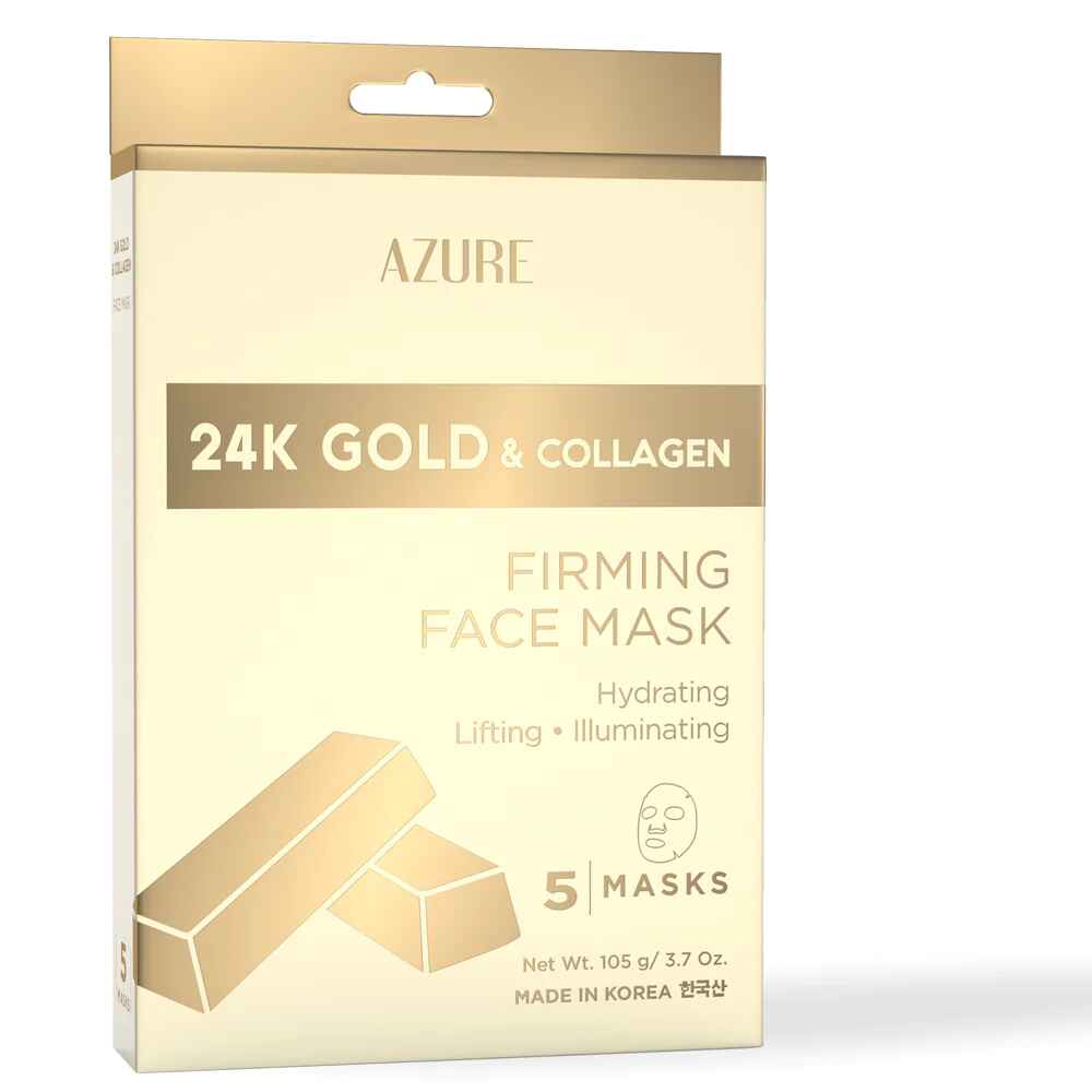 Azure 24K GOLD and COLLAGEN FIRMING SHEET FACE MASK 5 PACK.