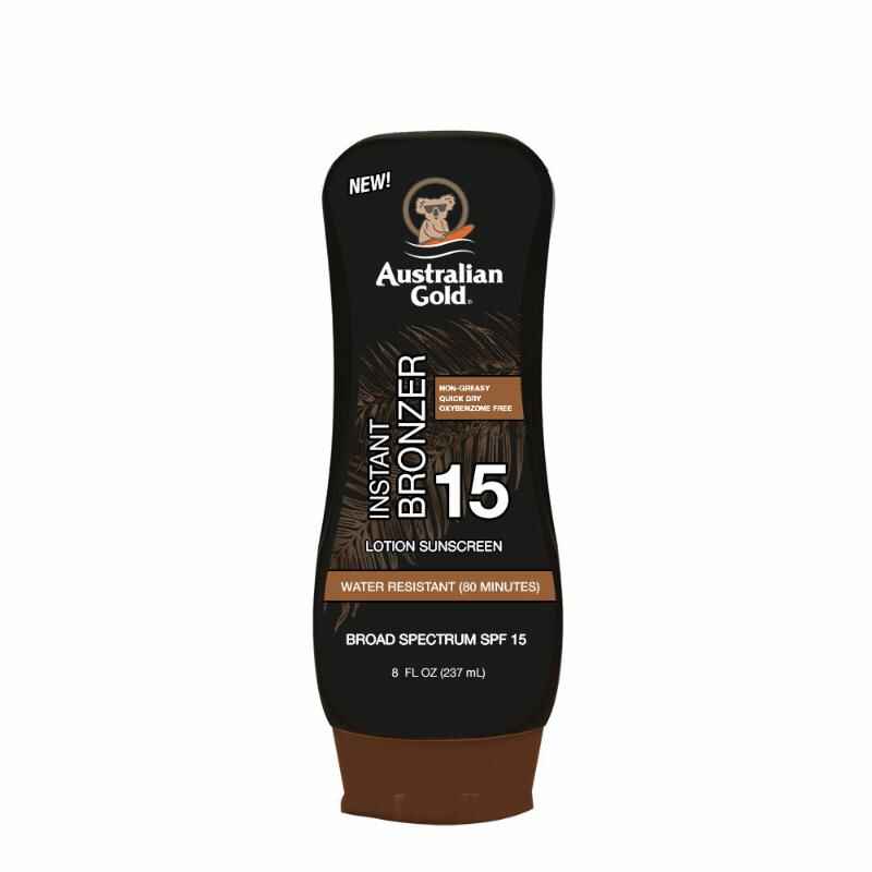 Australian gold SPF 15 SUNSCREEN LOTION WITH INSTANT BRONZER.