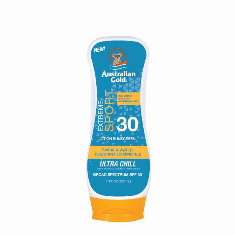 Australian gold SPF 30 SPORT LOTION WITH ULTRA CHILL.