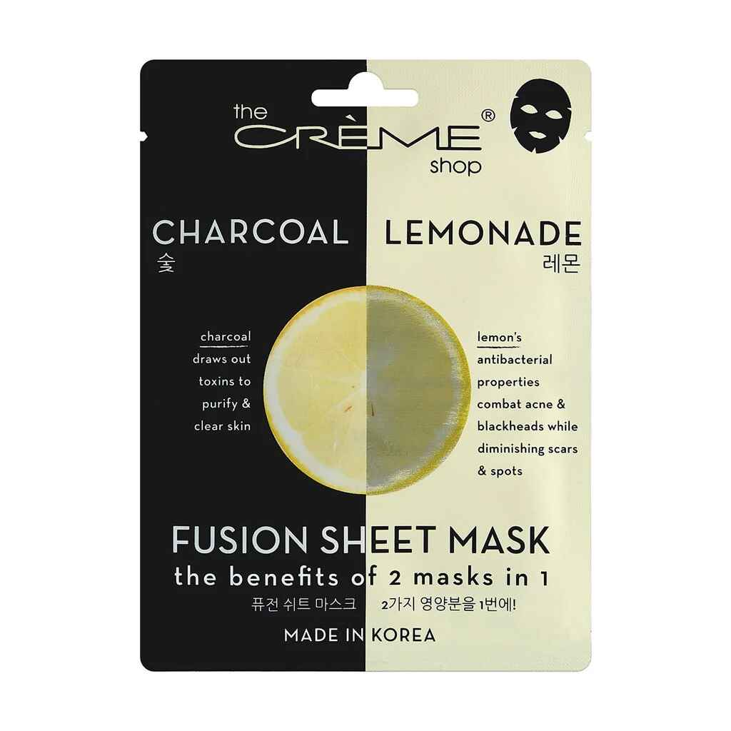 The Creme Shop CHARCOAL and LEMON FUSION SHEET MASK.