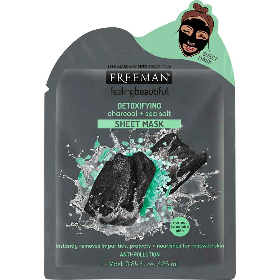 Freeman Detoxifying Charcoal and Sea Salt Sheet Mask.