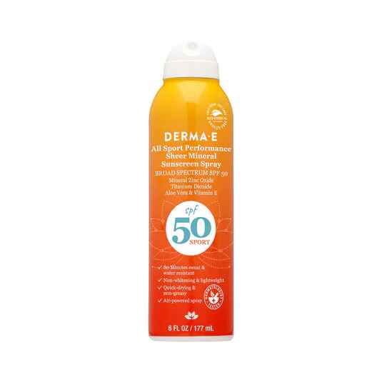 Derma E All Sport Performance Sheer Mineral Sunscreen Spray.