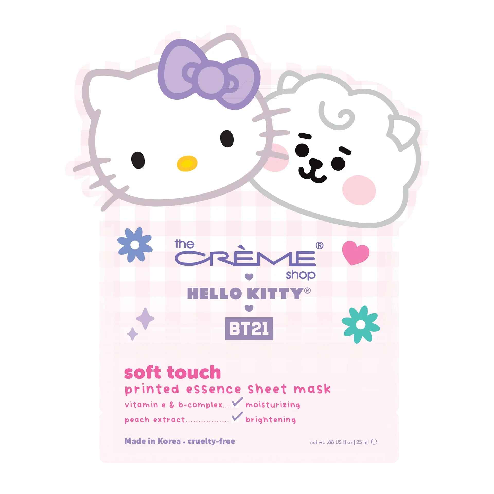 The Creme Shop Hello Kitty and BT21 Soft Touch Printed Essence Sheet Mask.