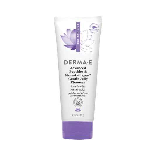 Derma E Advanced Peptides and Flora Collagen Gentle Jelly Cleanser.