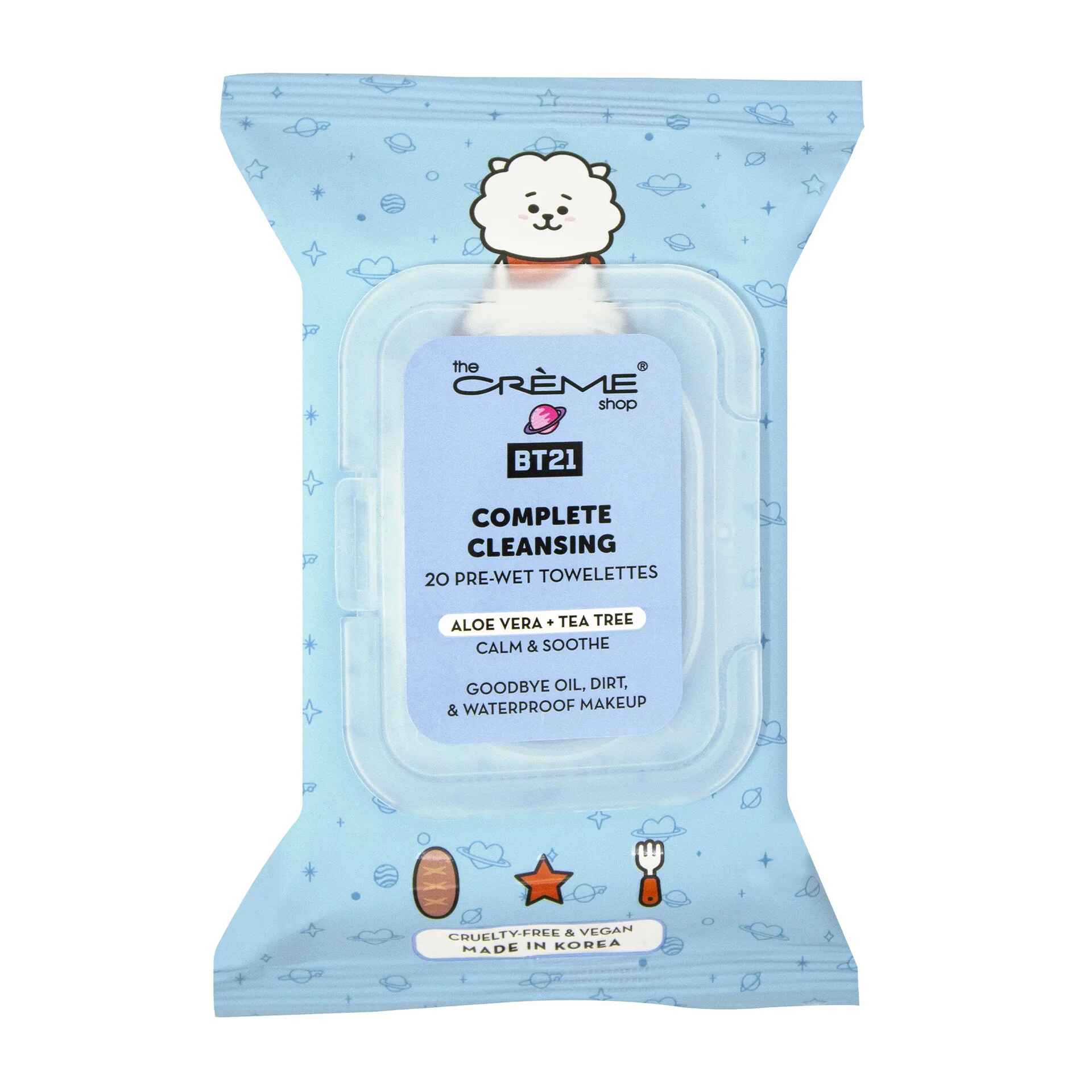 The Creme Shop RJ COMPLETE CLEANSING TOWELETTES ALOE VERA and TEA TREE 20 PRE WET TOWELETTES.