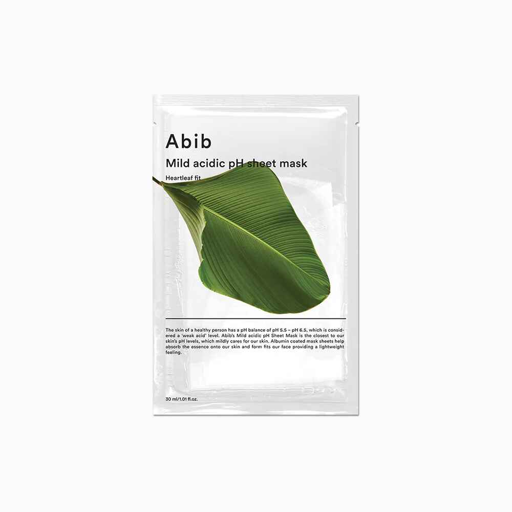 Abib Mild acidic pH sheet mask Heartleaf fit (10 sheets).