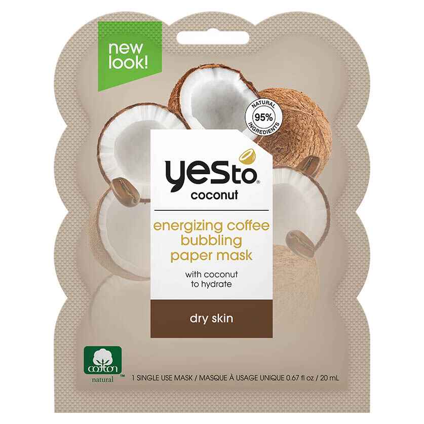 Yes to Coconut Energizing Coffee Bubbling Paper Mask Single Use.