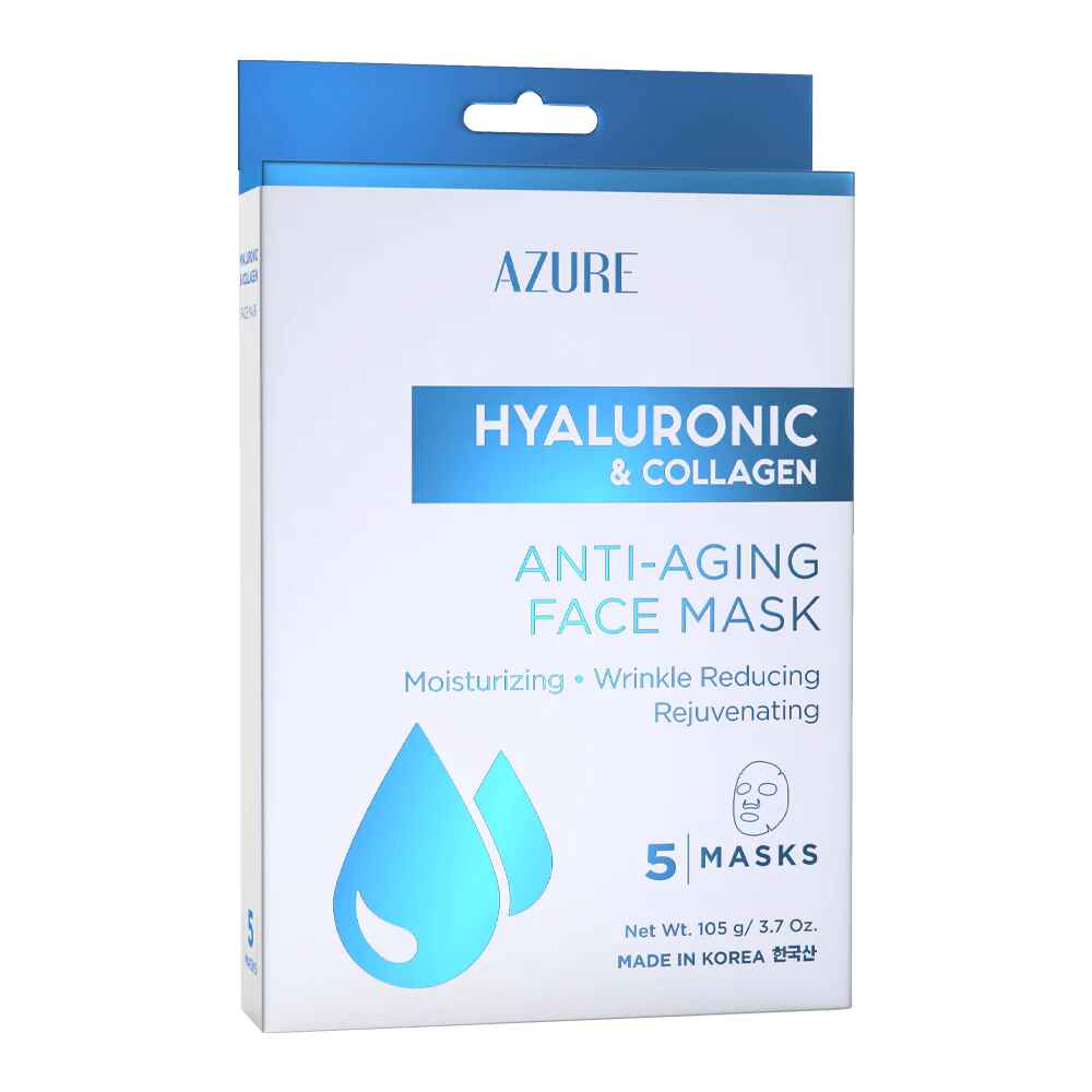 Azure HYALURONIC and COLLAGEN ANTI AGING SHEET FACEMASK 5 PACK.