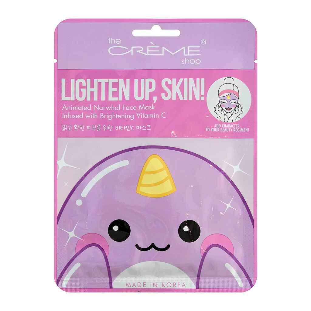 The Creme Shop LIGHTEN UP SKIN ANIMATED NARWHAL FACE MASK BRIGHTENING VITAMIN C.