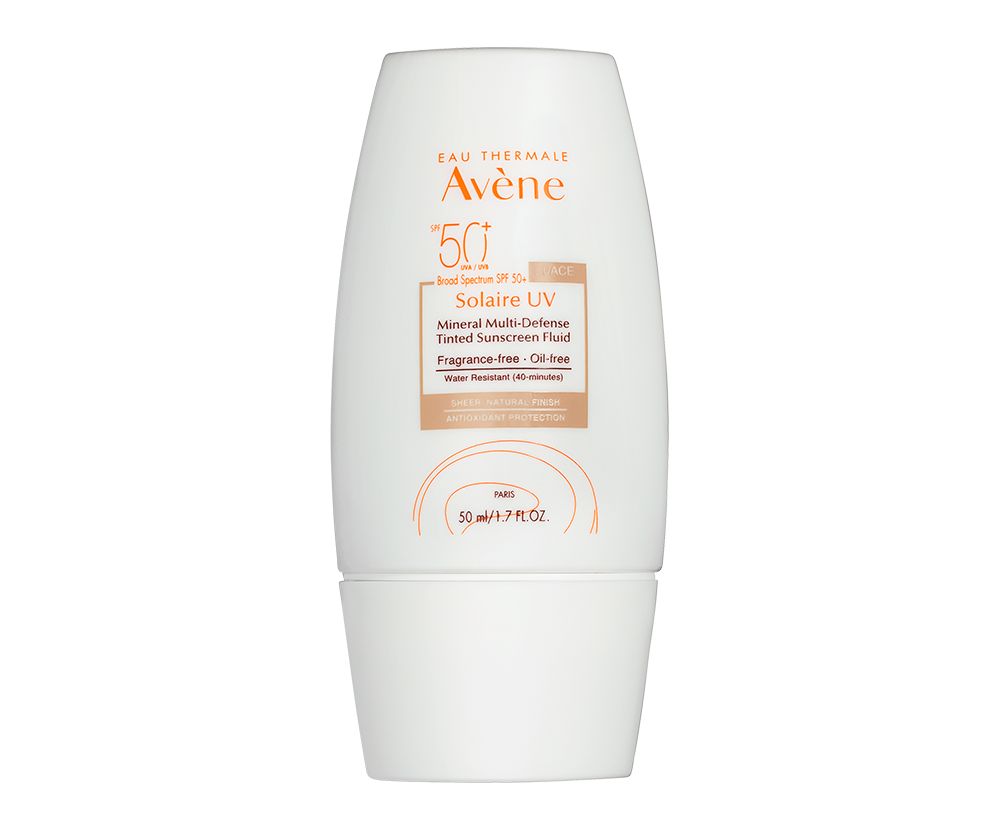 Avene Solaire UV Mineral Multi Defense Tinted Fluid Sunscreen SPF 50.