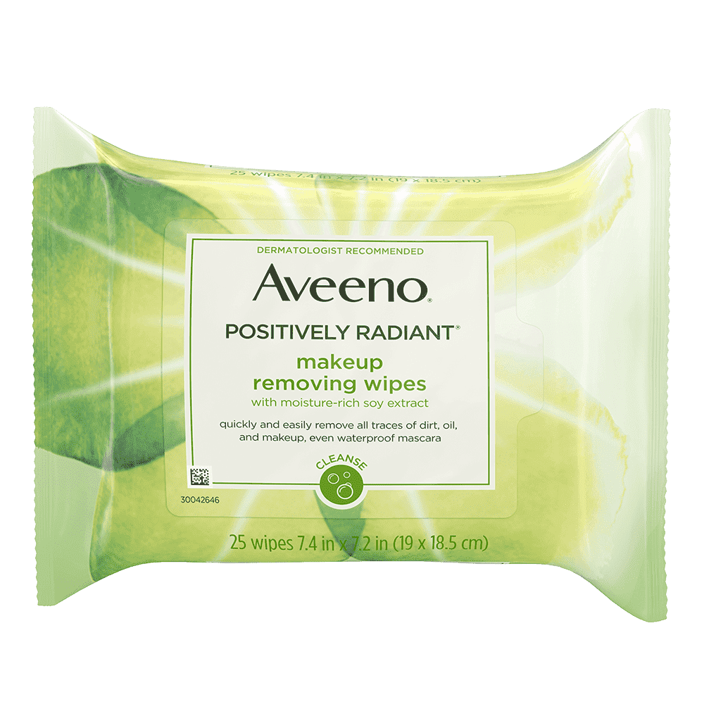 AVEENO POSITIVELY RADIANT® MAKEUP REMOVING FACE WIPES.