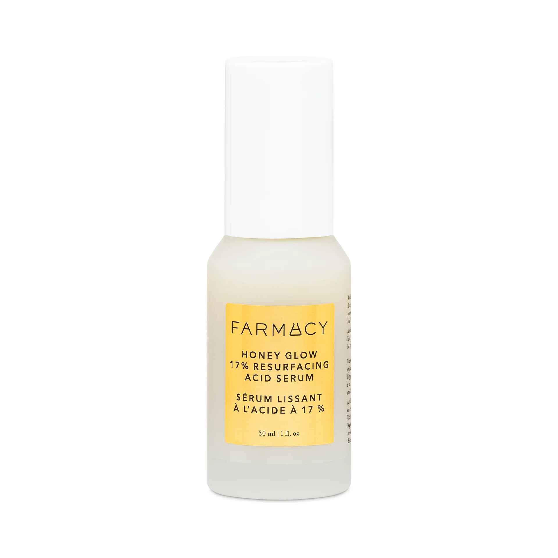 Farmacy HONEY GLOW 17 AHA + BHA RESURFACING ACID SERUM.