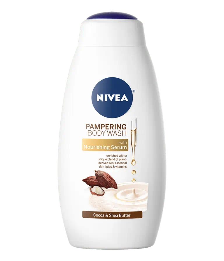 Nivea COCOA & SHEA BUTTER BODY WASH WITH NOURISHING SERUM.