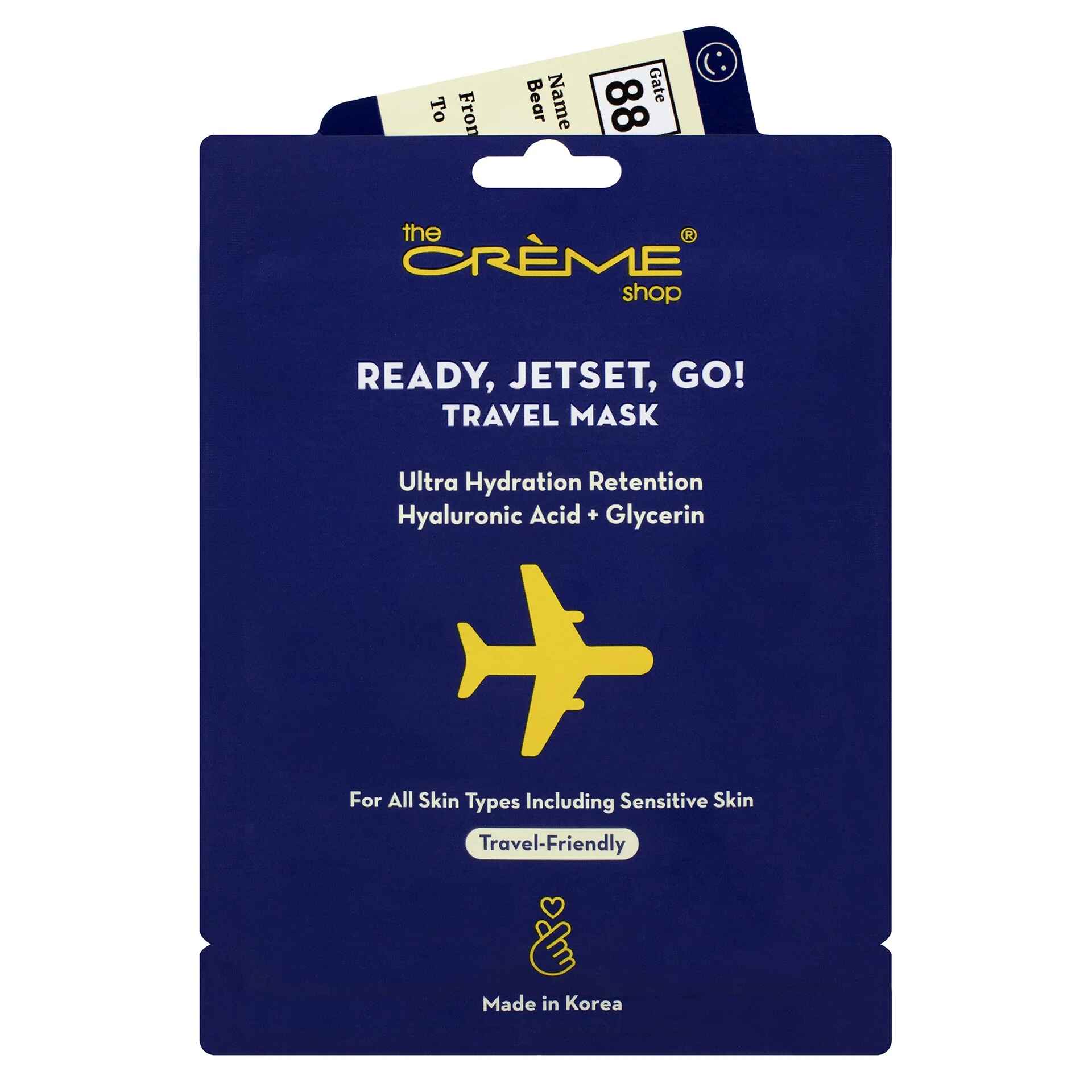 The Creme Shop ULTRA HYDRATING TRAVEL MASK WITH HYALURONIC ACID FOR SMOOTH SKIN.