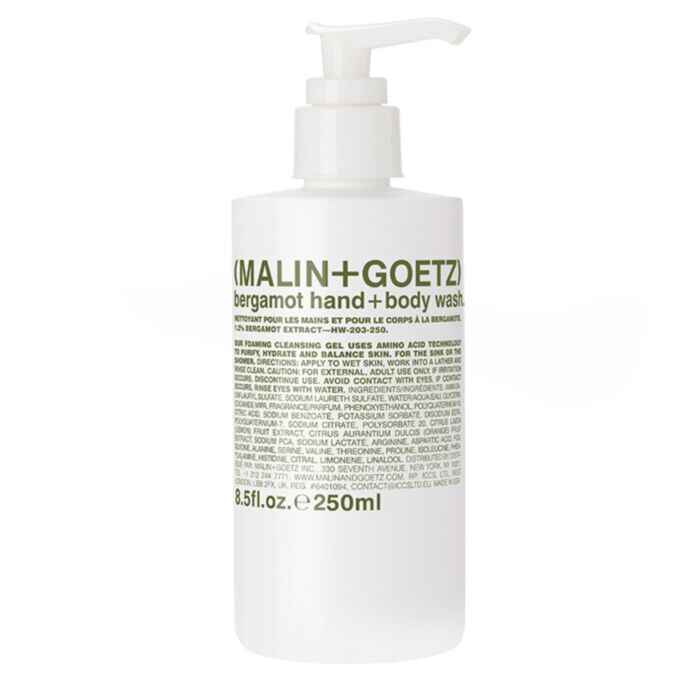 malin goetz bergamot hand body wash.