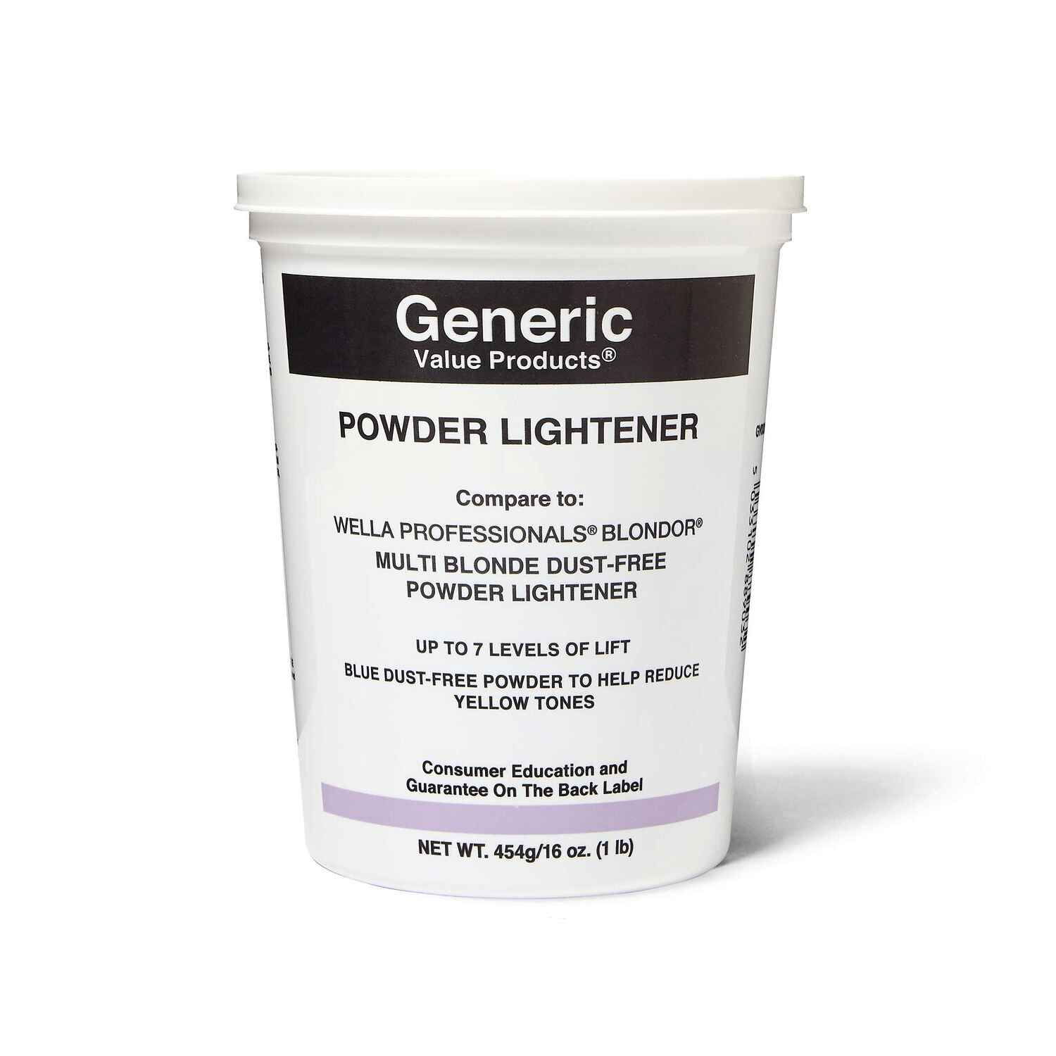 Generic Value Products Powder Lightener Compare to Wella Blondor Multi Blonde Dust Free Powder Lightener.