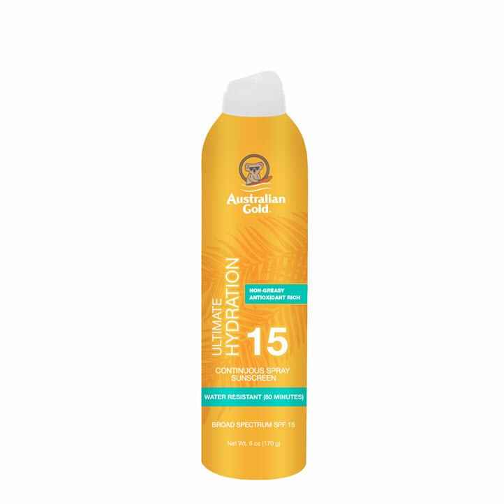 Australian gold SPF 15 CONTINUOUS SPRAY SUNSCREEN.