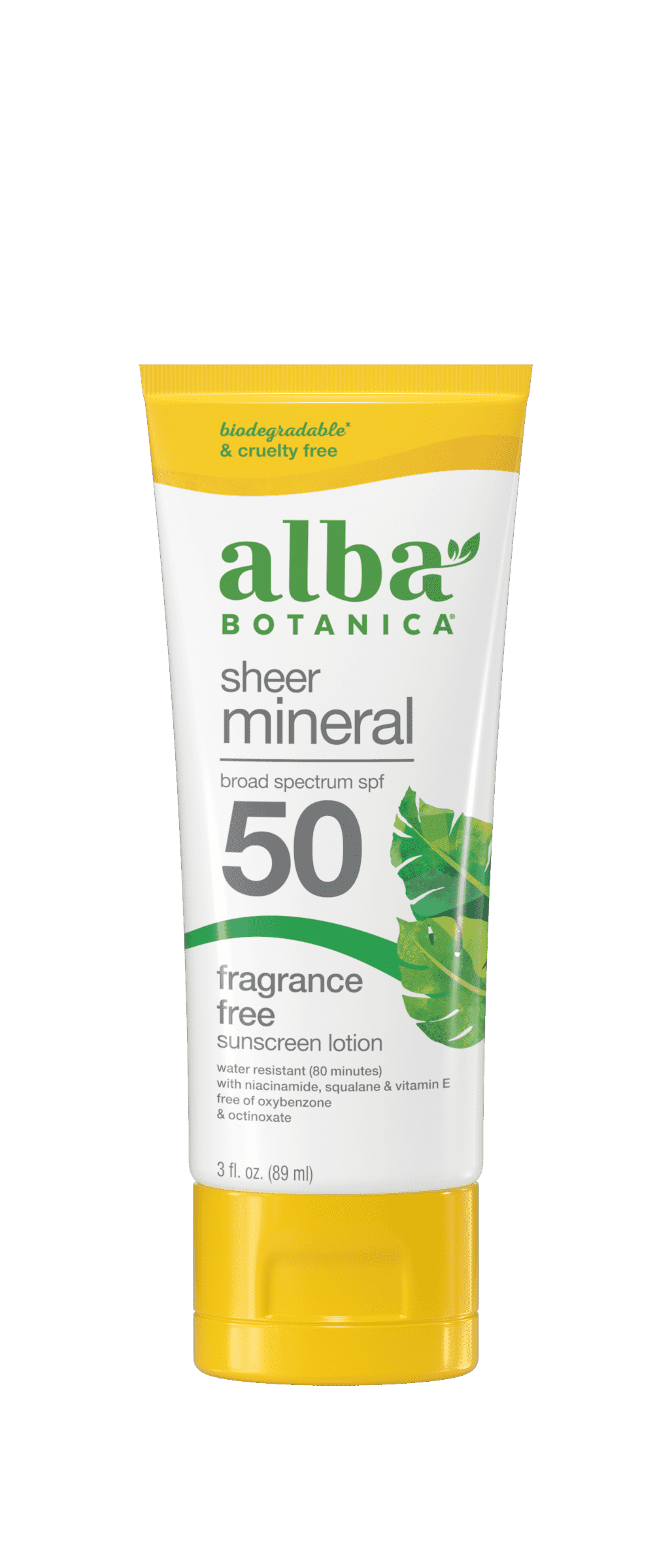Alba Botanical Sheer Mineral Sunscreen Fragrance Free Sunscreen Lotion SPF 50.