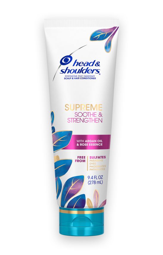 Head and shoulders SUPREME SOOTHE and STRENGTHEN HAIR and SCALP CONDITIONER.