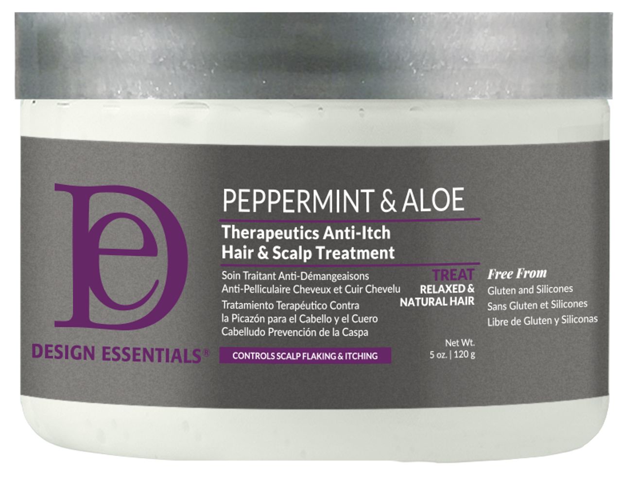 Design Essentials Peppermint and Aloe Therapeutics Anti Itch Hair and Scalp Treatment.