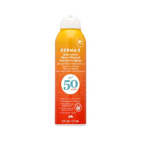 Derma E Kids Active Sheer Mineral Sunscreen Spray SPF 50.