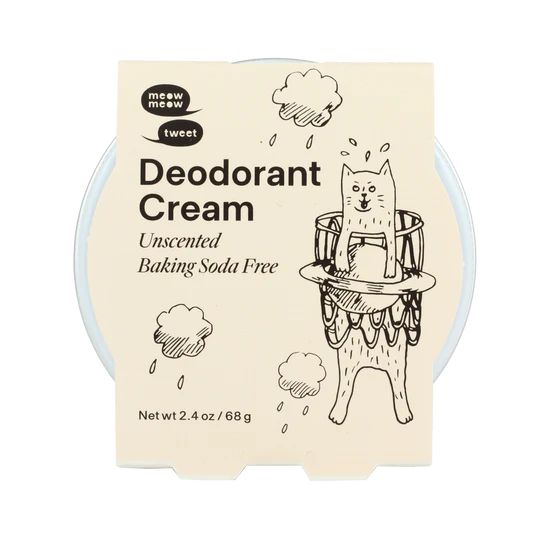 Meow Meow Tweet Deodorant Cream Unscented Baking Soda Free.