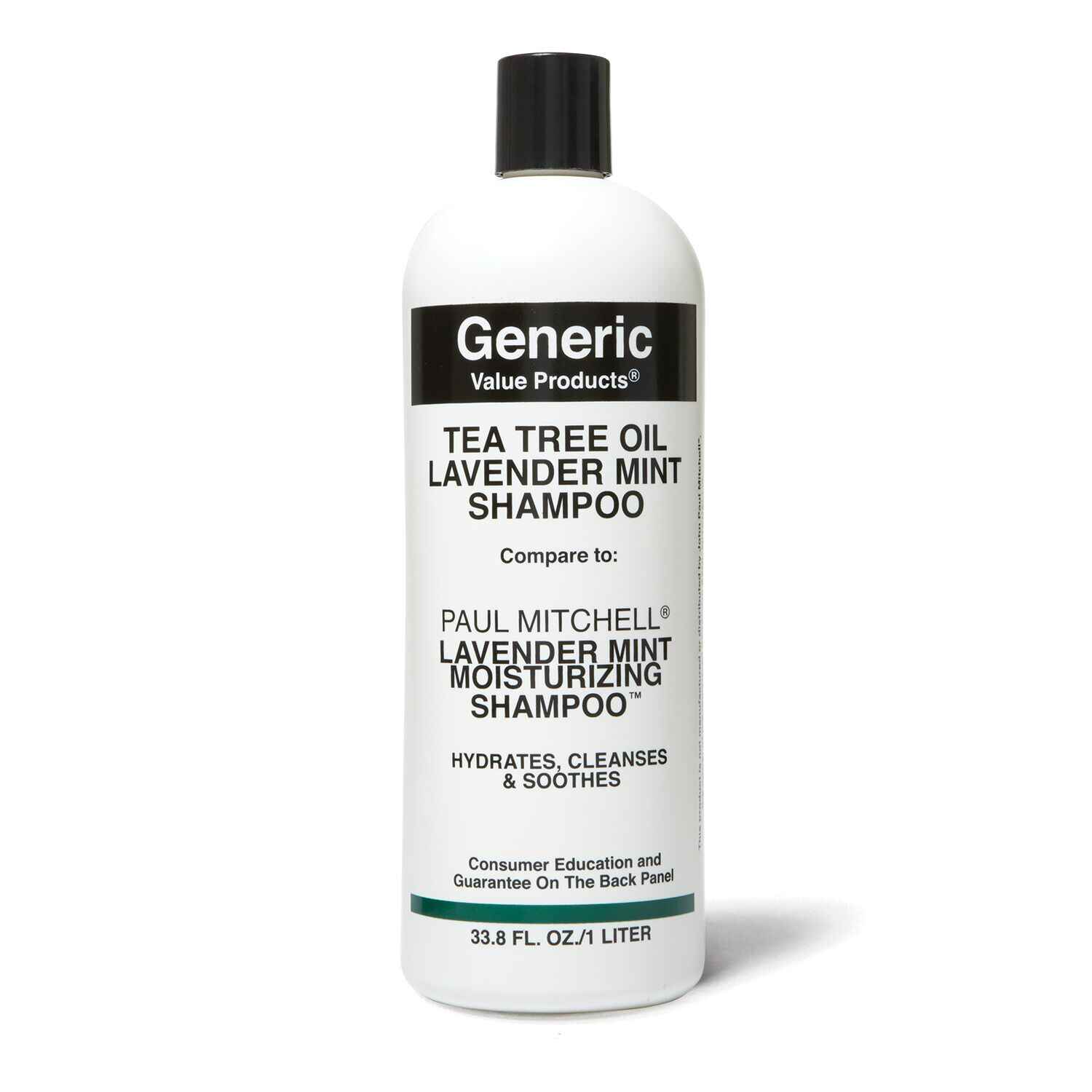 Generic Value Products Tea Tree Oil Lavender Shampoo Compare to Paul Mitchell Lavender Mint Moisturizing Shampoo.
