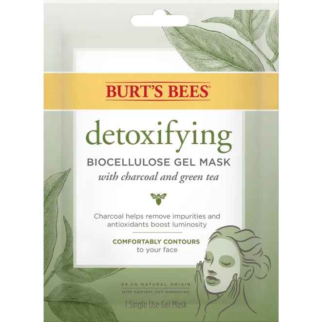 Burt's Bees Detoxifying Biocellulose Gel Mask with Charcoal and Green Tea.