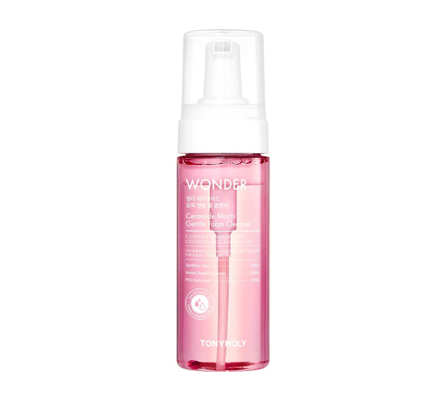 Tonymoly Wonder Ceramide Mochi Gentle Foam Cleanser.