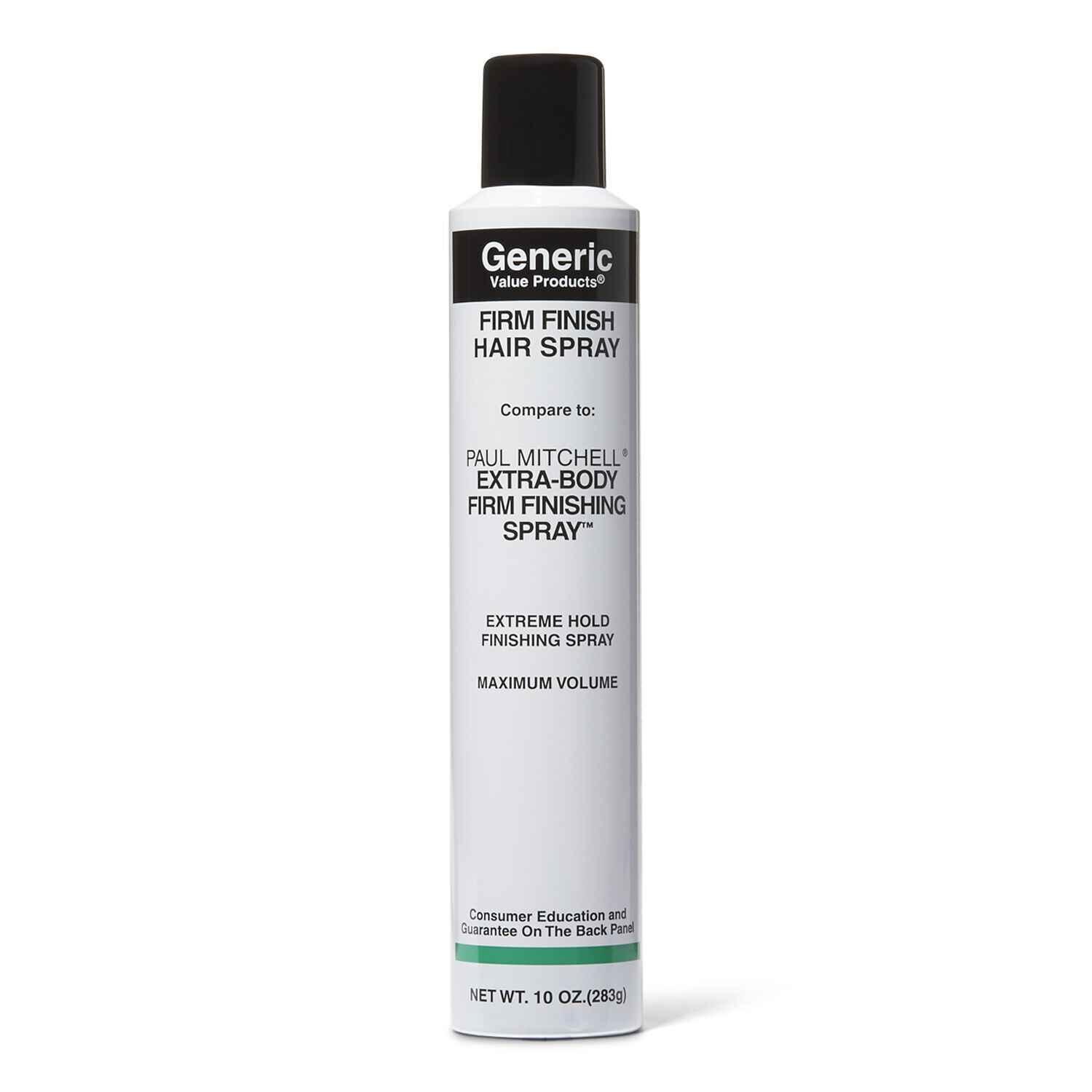 Generic Value Products Firm Finishing Hair Spray Compare to Paul Mitchell Extra Body Firm Finishing Spray.