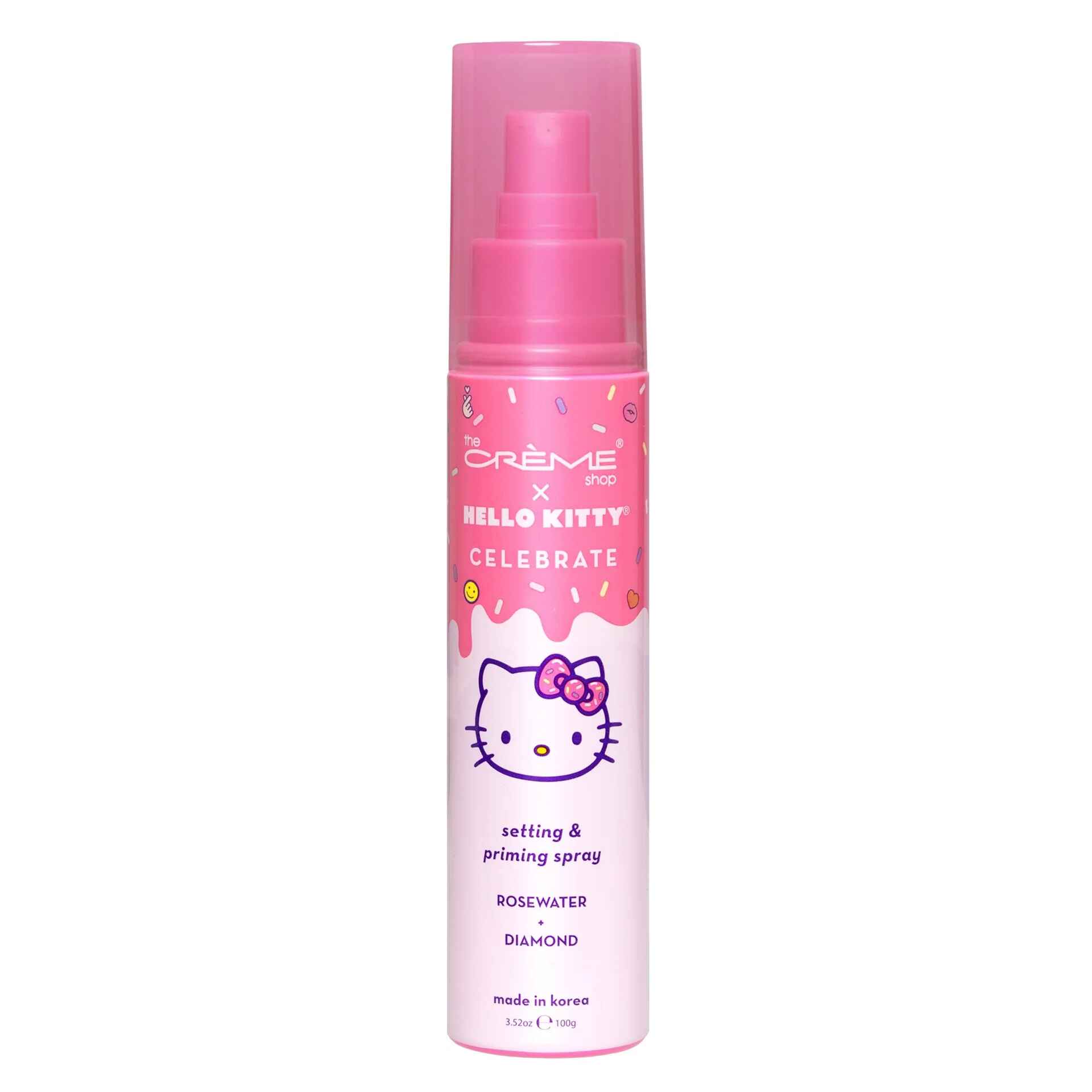 The Creme Shop HELLO KITTY CELEBRATE SETTING and PRIMING SPRAY ROSE WATER DIAMOND.