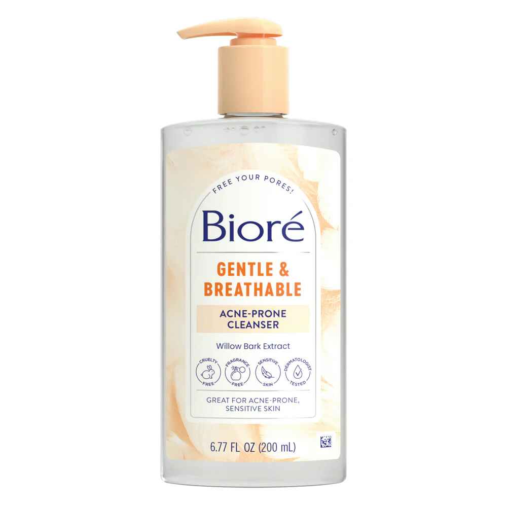 biore GENTLE BREATHABLE ACNE-PRONE CLEANSER.