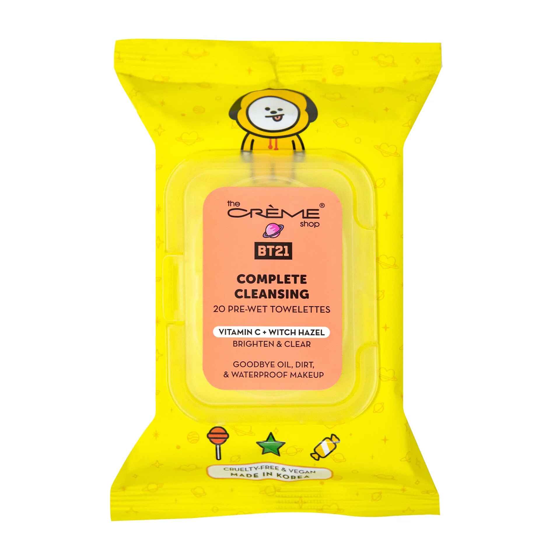 The Creme Shop CHIMMY COMPLETE CLEANSING TOWELETTES VITAMIN C and WITCH HAZEL 20 PRE WET TOWELETTES.