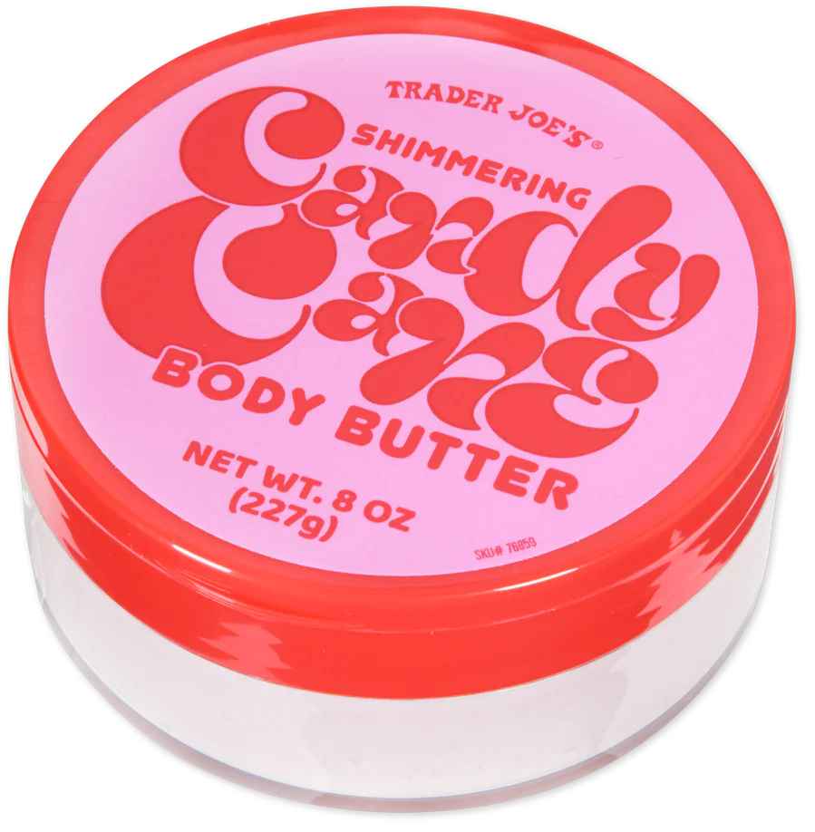 Trader Joes Shimmering Candy Cane Body Butter.