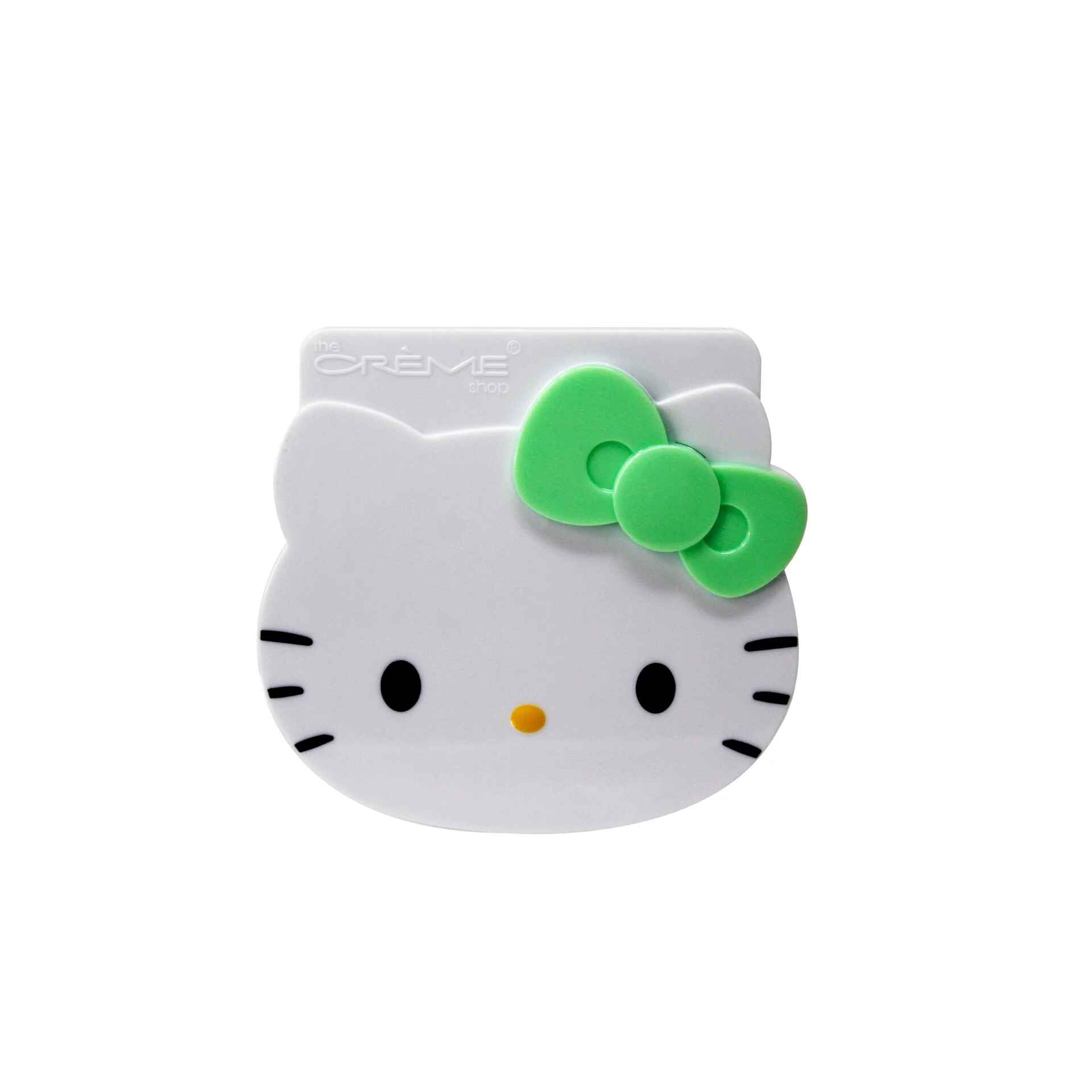 THE CREME SHOP X HELLO KITTY MATCHA BLOTTING PAPERS REUSABLE COMPACT MIRROR LIMITED EDITION.
