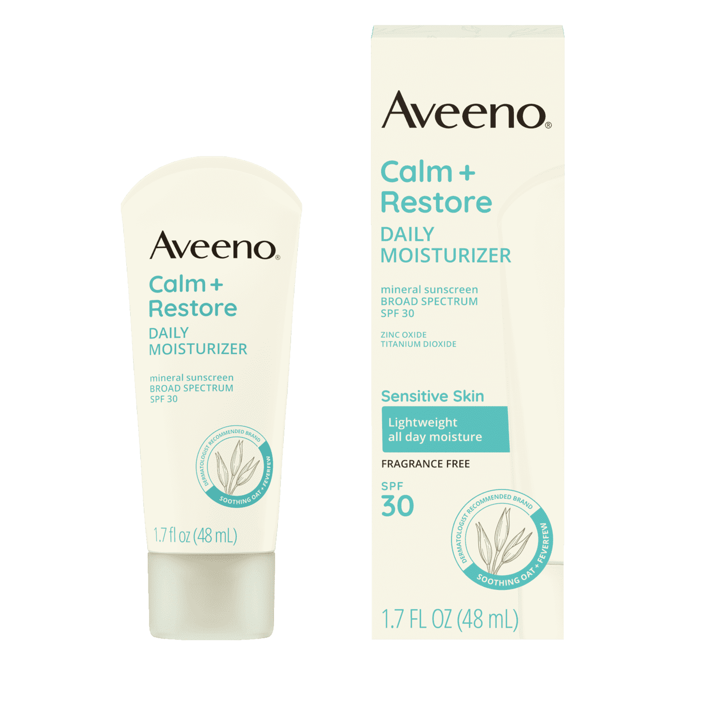 AVEENO AVEENO CALM + RESTORE™DAILY MOISTURIZER MINERAL SUNSCREEN.