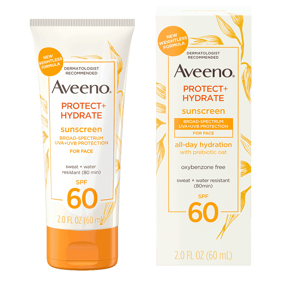 AVEENO PROTECT + HYDRATE SUNSCREEN BROAD SPECTRUM FACE LOTION SPF 60.