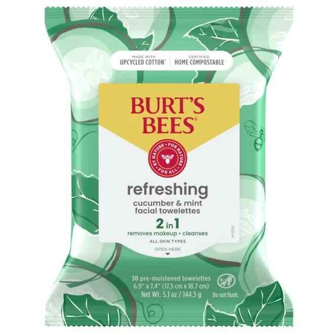 Burt's Bees Facial Cleansing Towelettes with Cucumber and Mint.