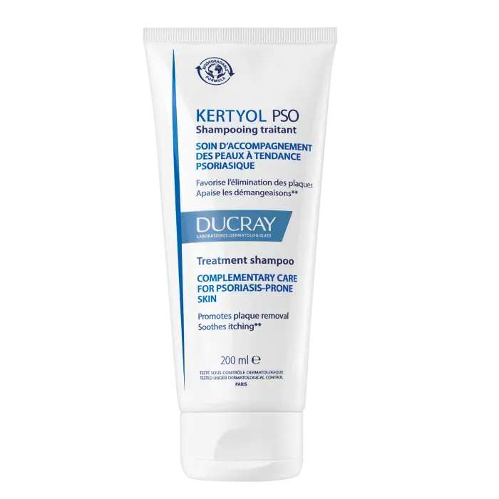Ducray KERTYOL PSO Rebalancing treatment shampoo.