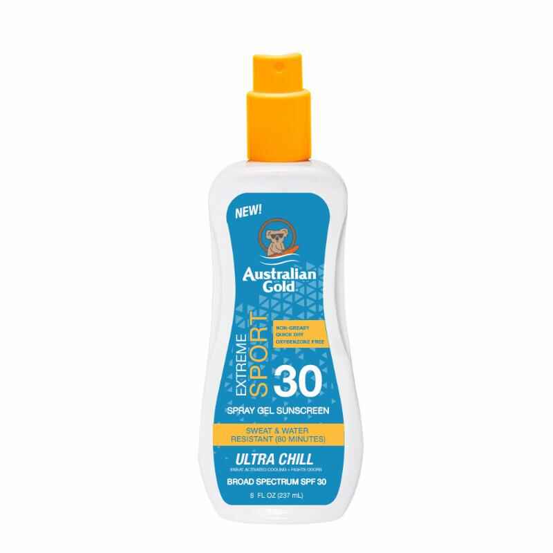 Australian gold SPF 30 SPORT SPRAY GEL WITH ULTRA CHILL.