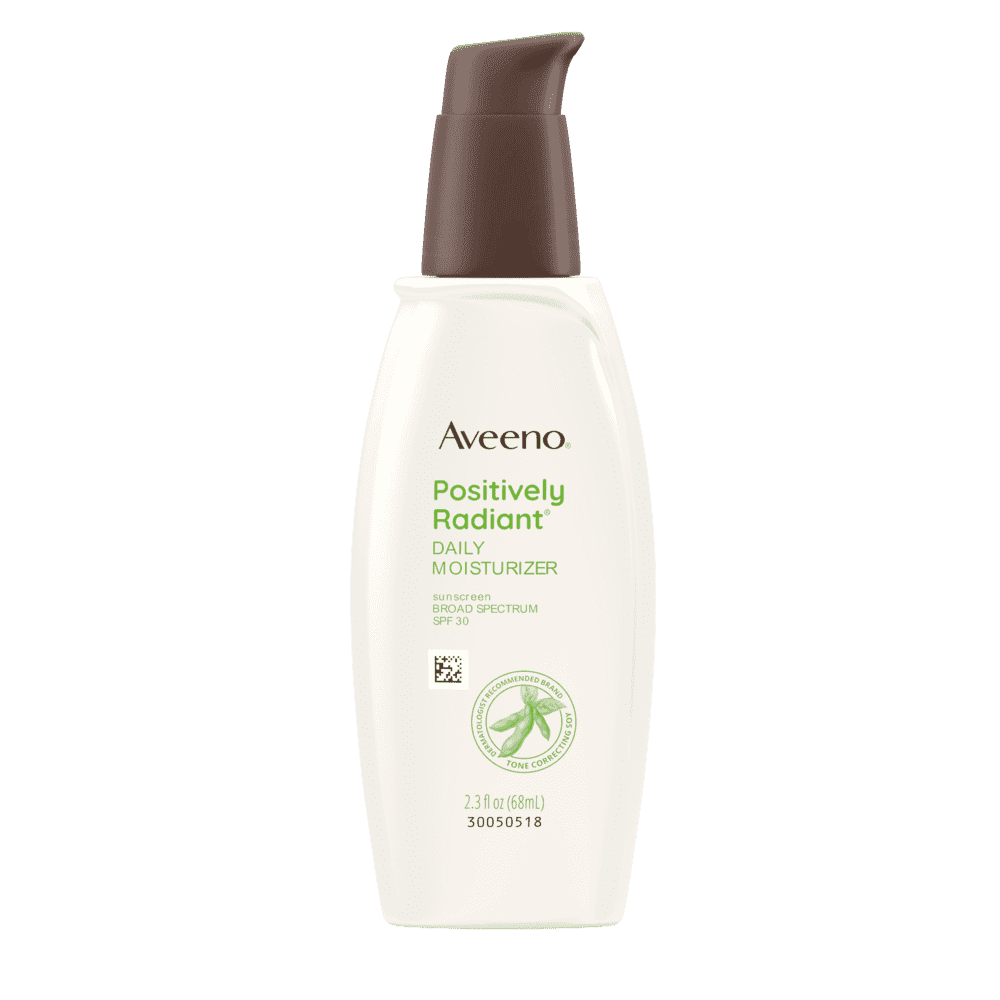 AVEENO POSITIVELY RADIANT® DAILY FACE MOISTURIZER BROAD SPECTRUM SPF 30.