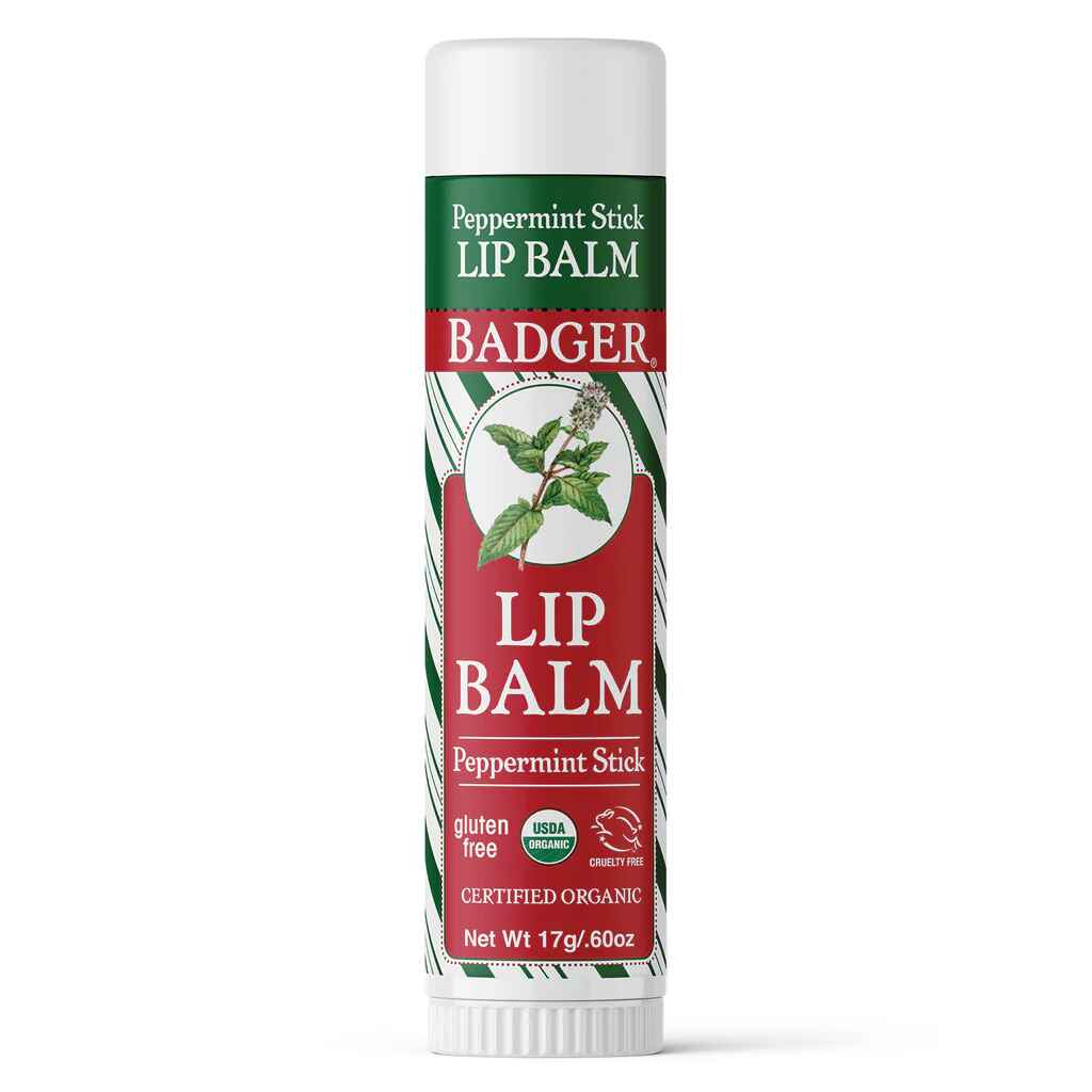 Badger Holiday Jumbo Lip Balm - Peppermint Stick.